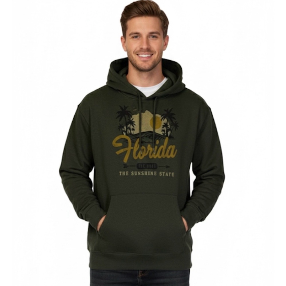 STATE of MINE Florida Graphic Sweatshirt & Hoodie, Men’s XXL, Green Gold